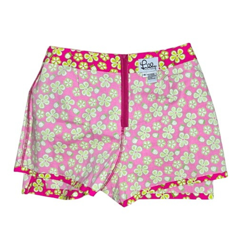 Lilly Pulitzer Vintage Dune Buggy Pink Lime Mini Skirt Skort 8 Barbiecore Bright - Picture 7 of 12
